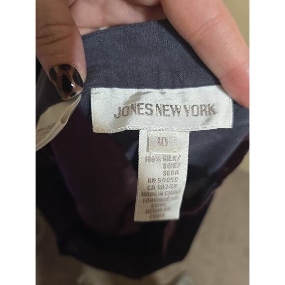 Vtg Jones NY Navy Blue 100% Silk Straight Leg Old Money Casual Pants Woman Sz 10 - Picture 5 of 6